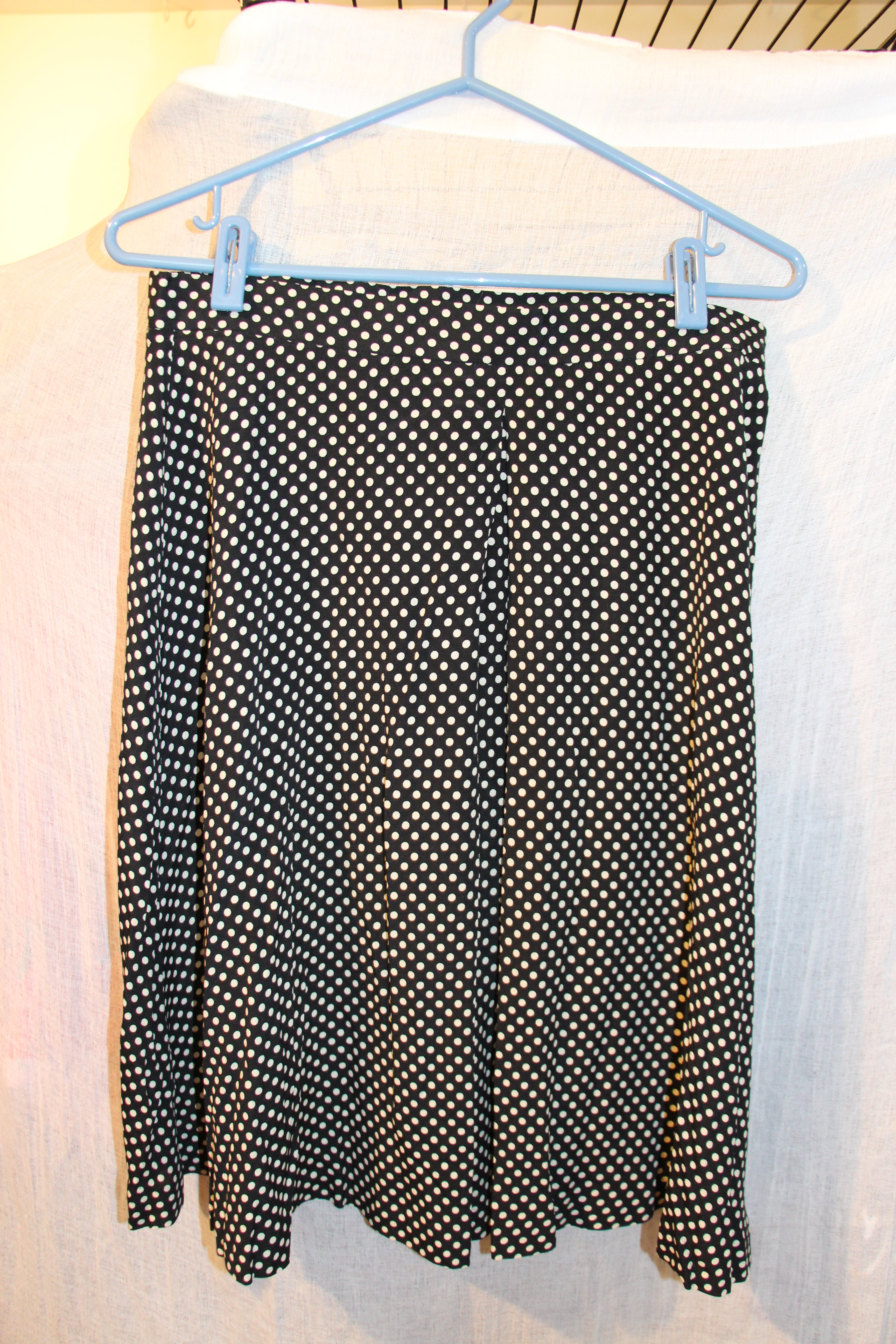 Size 14 Vintage Jones Wear Black with White Polka Dots Skirt Suit