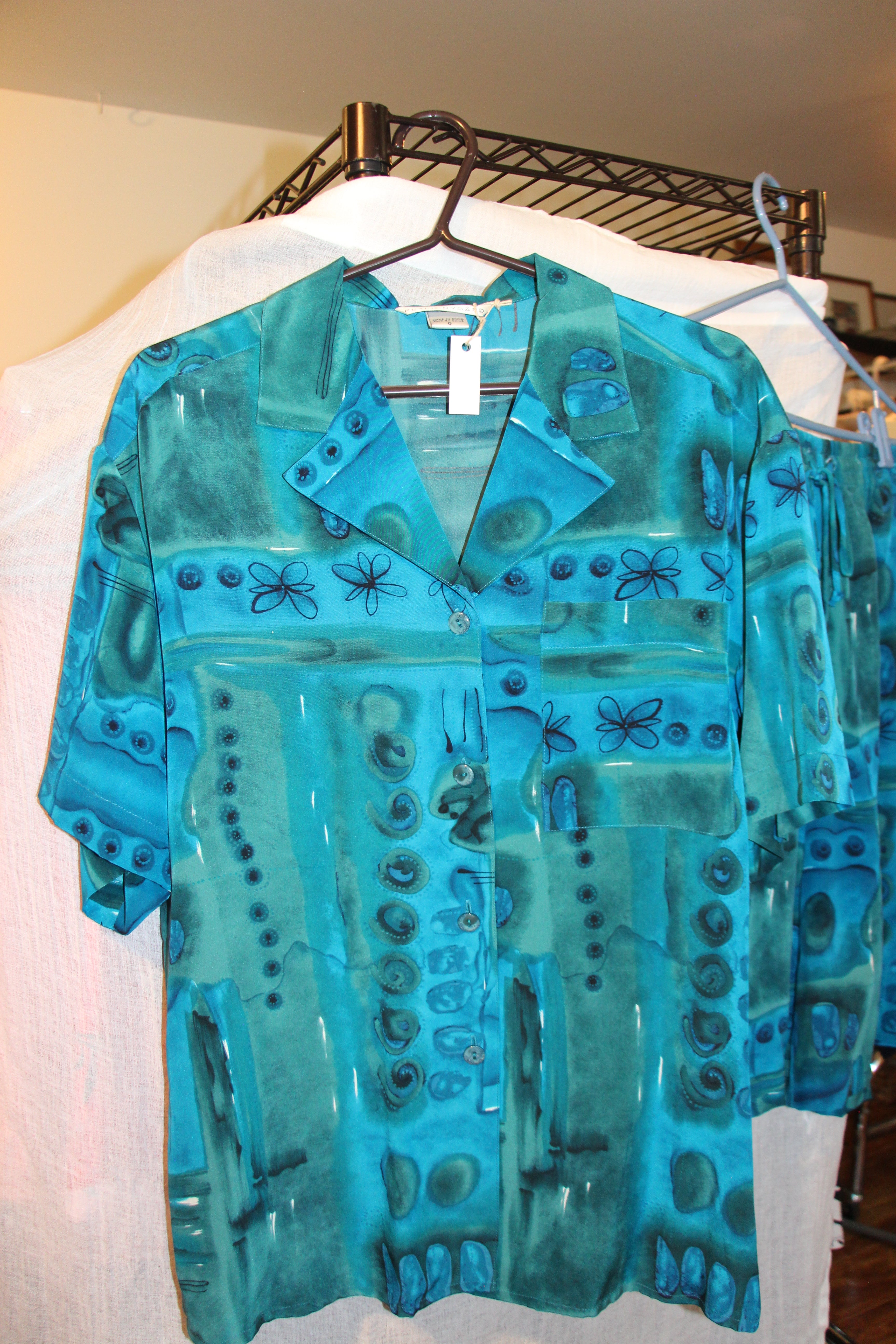 Size 6 Vintage Peter Nygard Multicolored Short Sleeve Button Up Shorts Suit