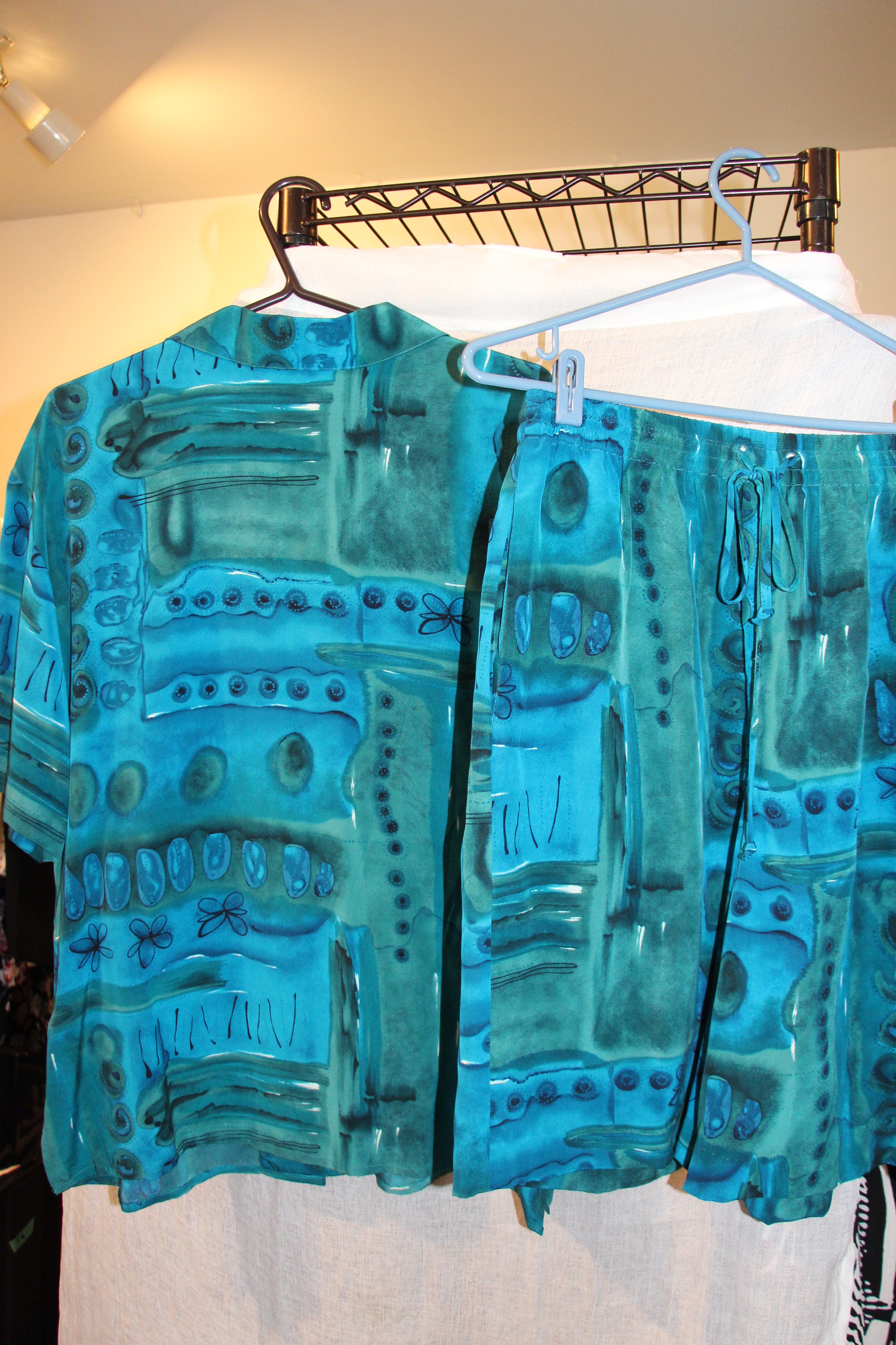 Size 6 Vintage Peter Nygard Multicolored Short Sleeve Button Up Shorts Suit