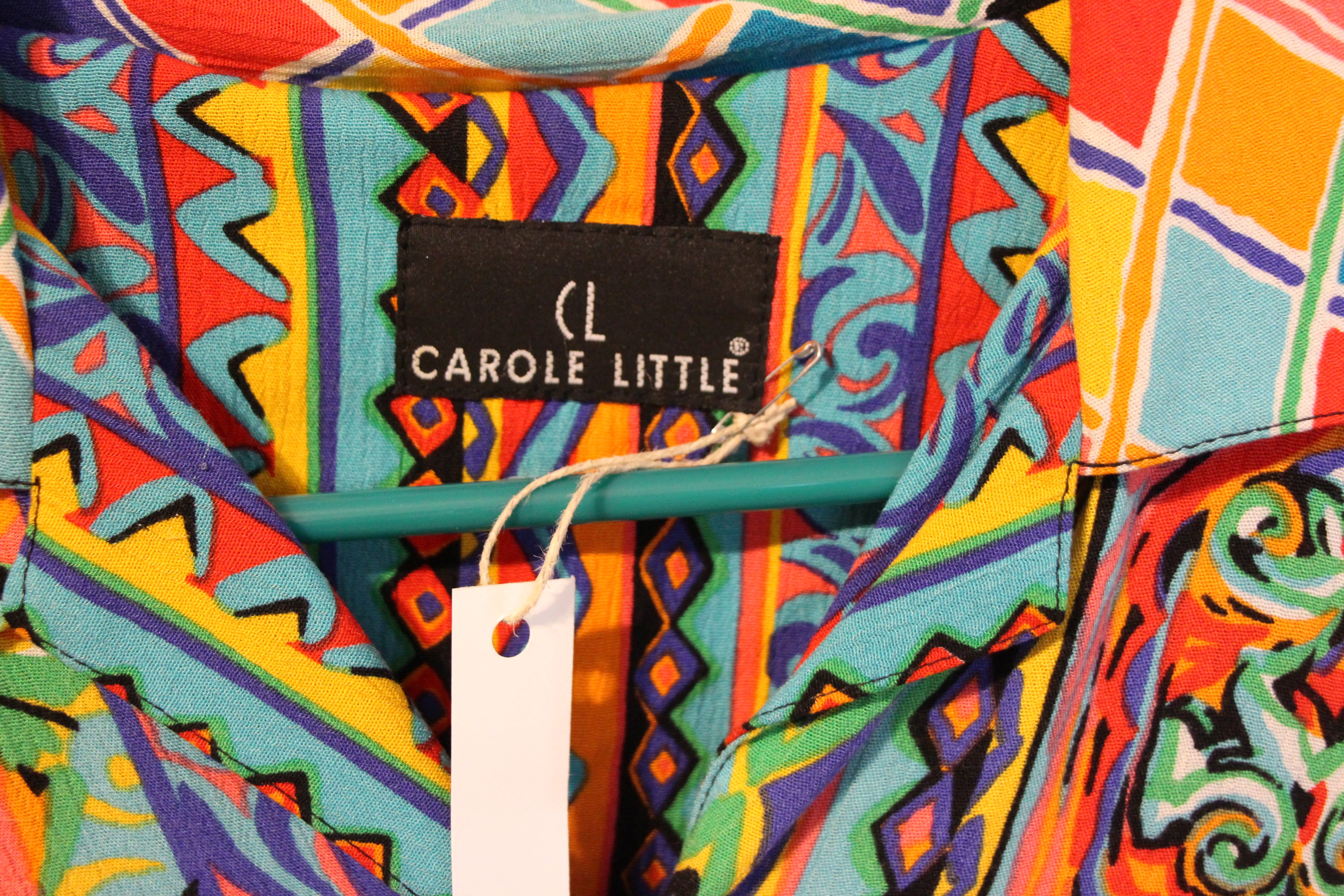 Size 8 Vintage 100% Rayon Carol Little Multicolored Short Gaucho Shorts Suit