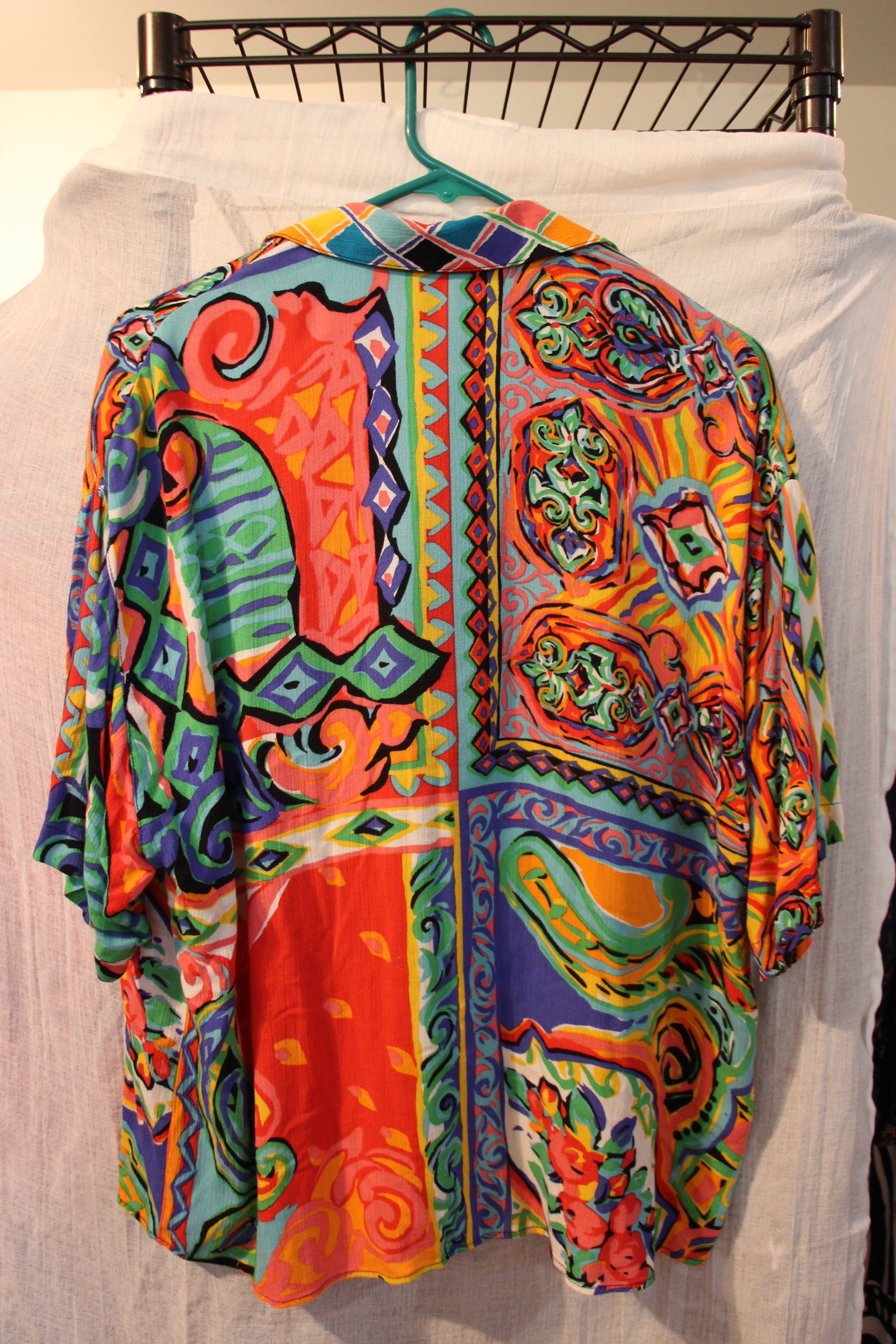 Size 8 Vintage 100% Rayon Carol Little Multicolored Short Gaucho Shorts Suit