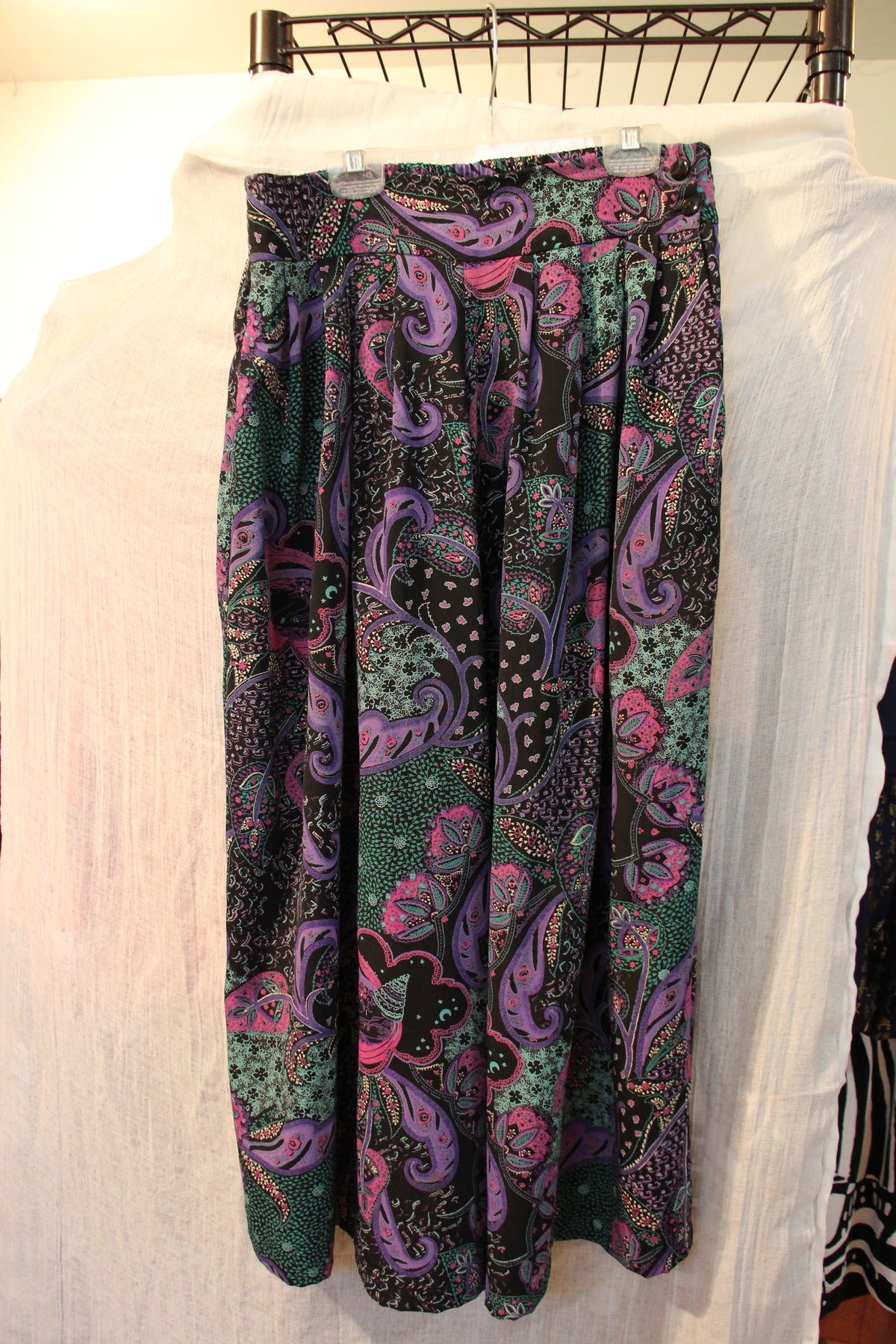Size L Vintage Emblem Multicolored Gaucho Pants Short Sleeve Suit