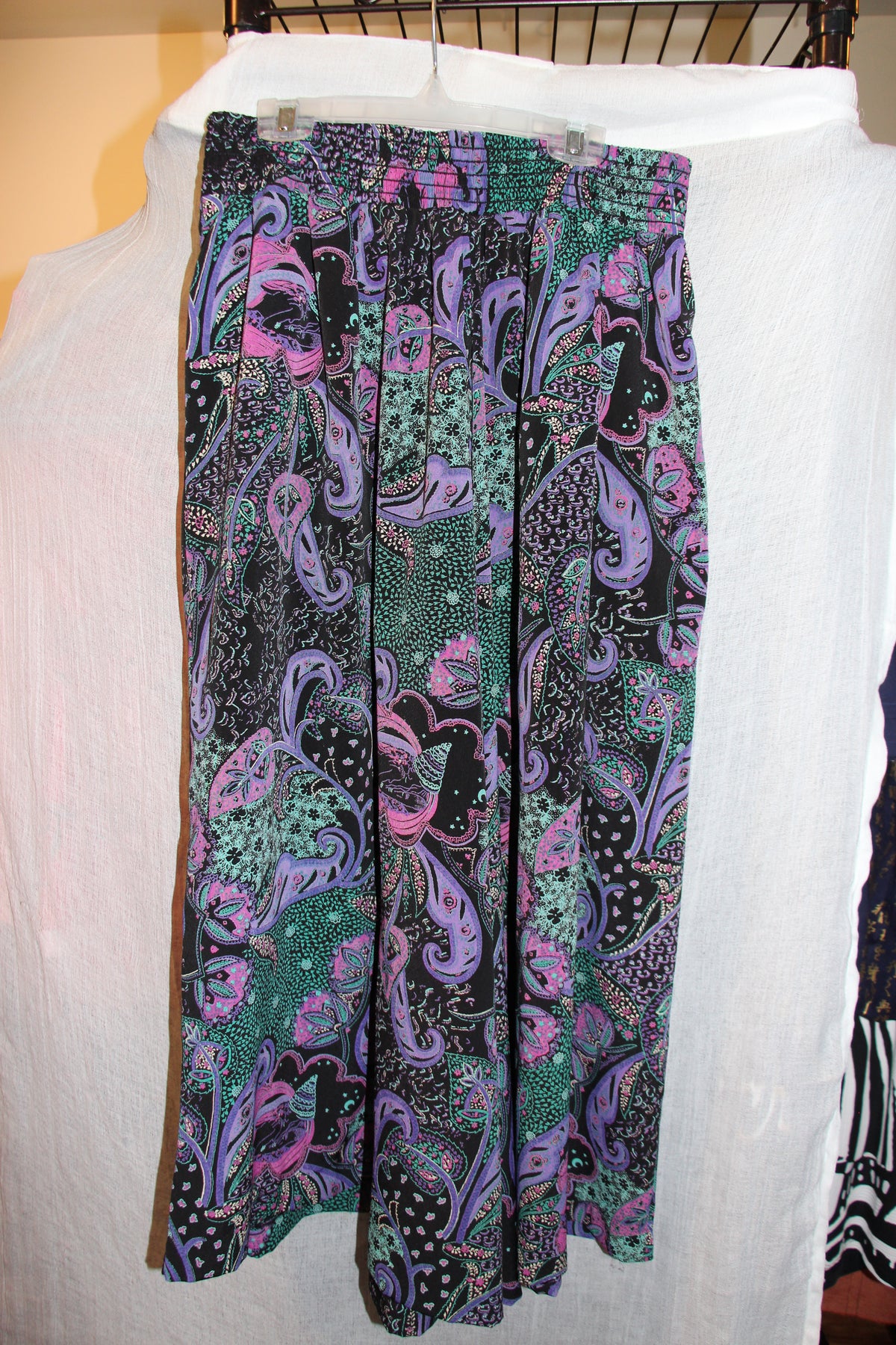 Size L Vintage Emblem Multicolored Gaucho Pants Short Sleeve Suit
