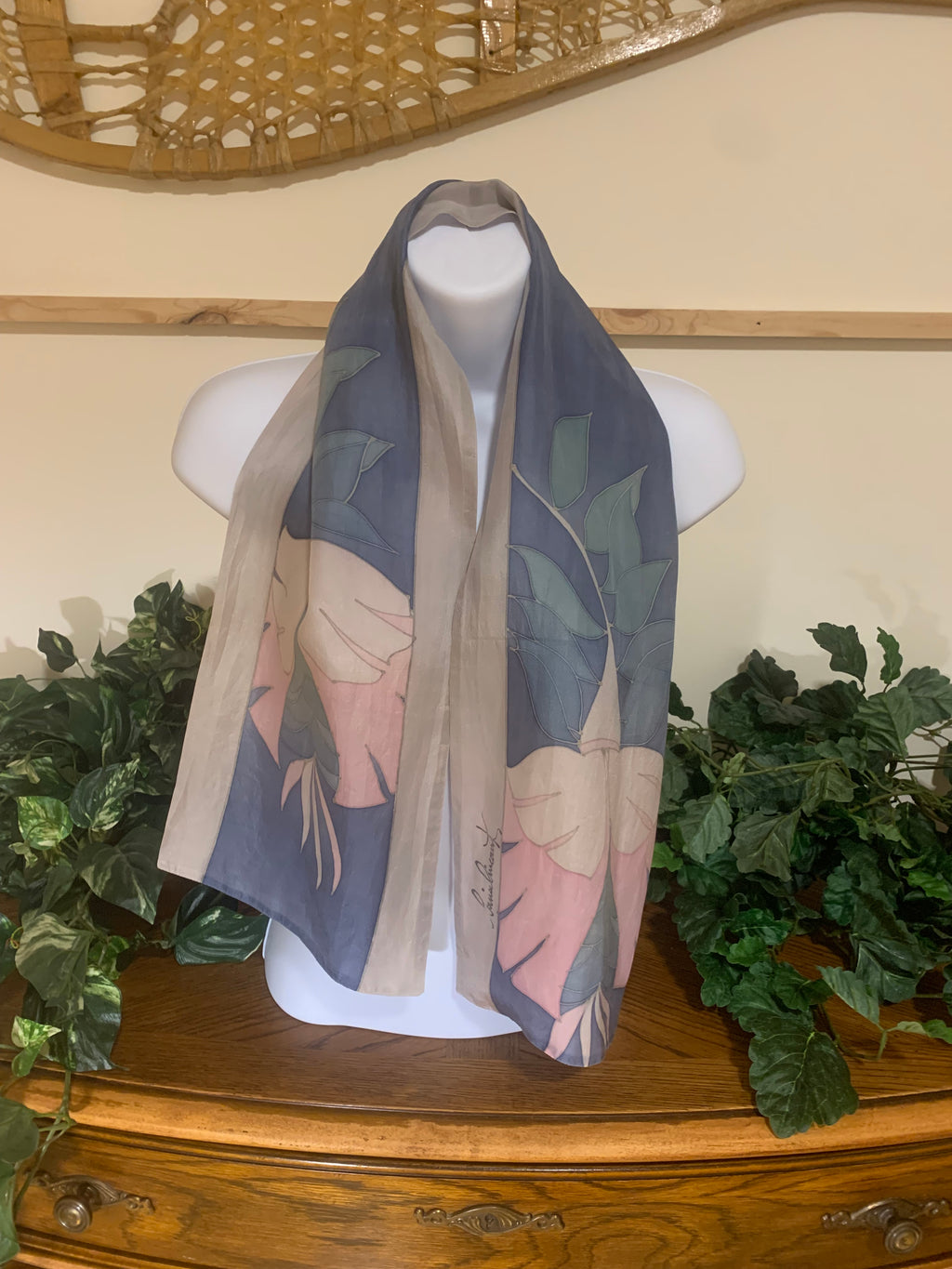 LOUISE LINCOURT Art Deco Silk Scarf - Consigned with VARDO Vintage & Valuables vvvardo.ca