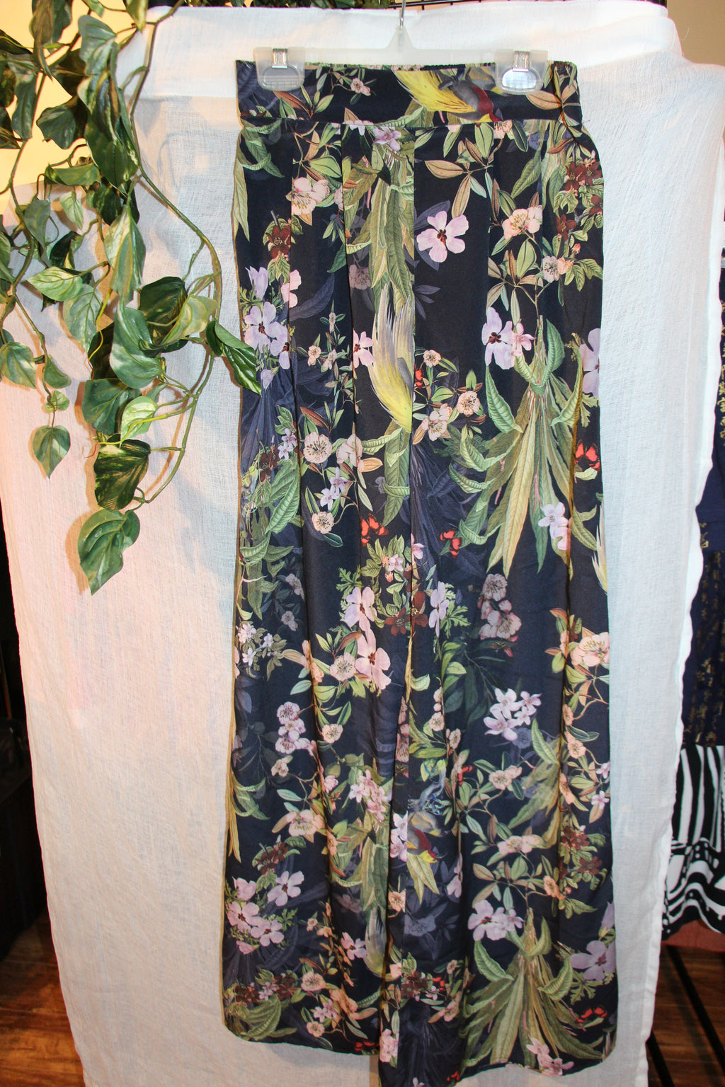 Size 0 H&M Blue Floral Sheer Wide Leg Elastic Waist Pants