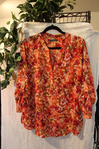Size M Denver Hayes Pink Floral Long Sleeve Sheer Blouse