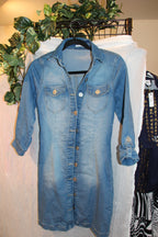 Size XS Ardene Denim Long Sleeve Button Up Dress