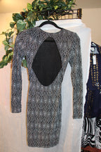 Size 0 H&M Divided Sparkle Geo Design Fitted Long Sleeve Black Party Dress