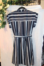 Size S Monteau Los Angeles Black and White Striped Short Sleeve Dress