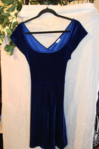 Size S Garage Vibrant Blue Velour Sleeveless Party Dress