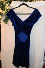 Size S Garage Vibrant Blue Velour Sleeveless Party Dress