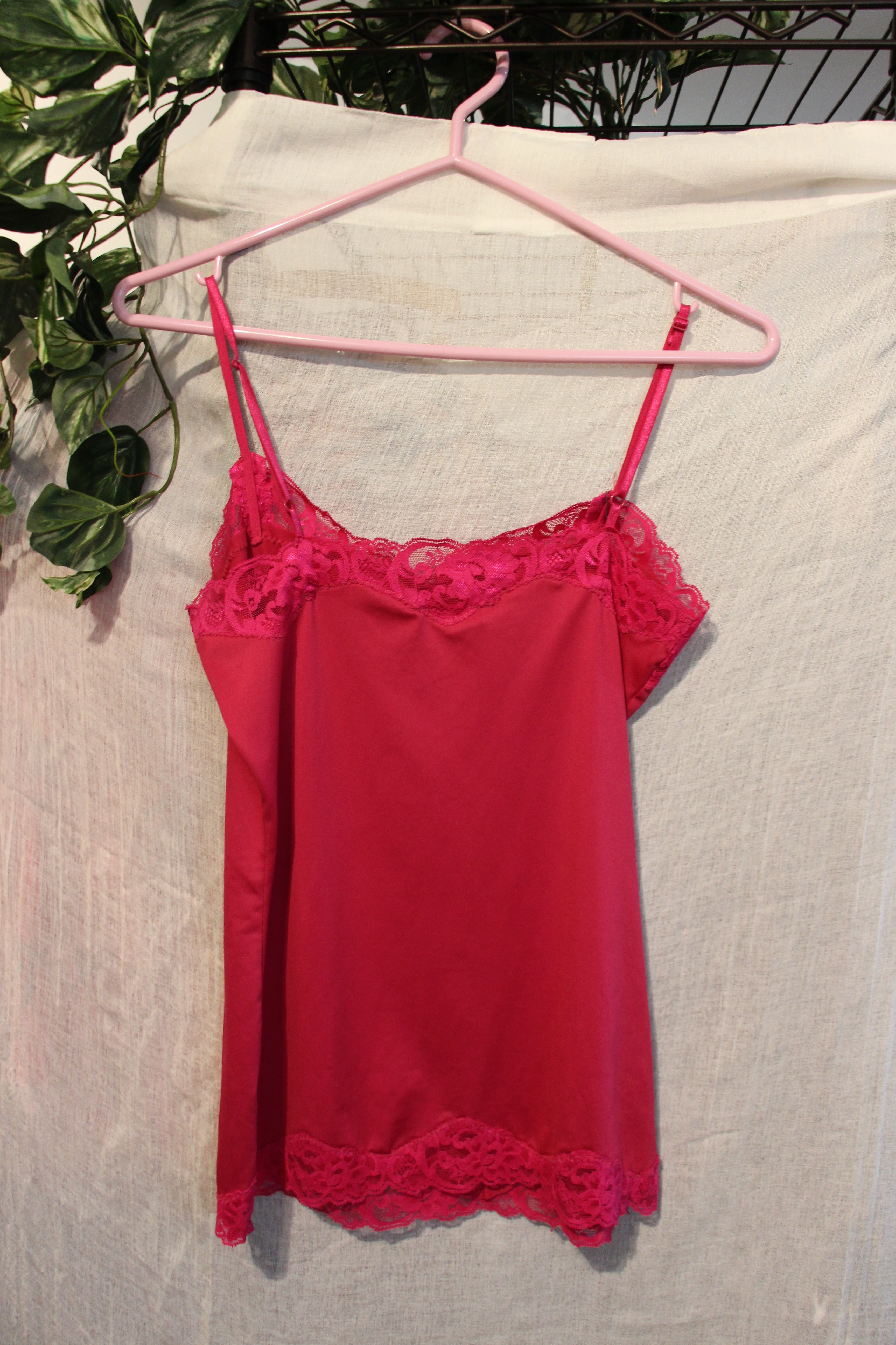 Size S Fuchsia Camisole with Lace Trim and Adjustable Straps by Ricki's