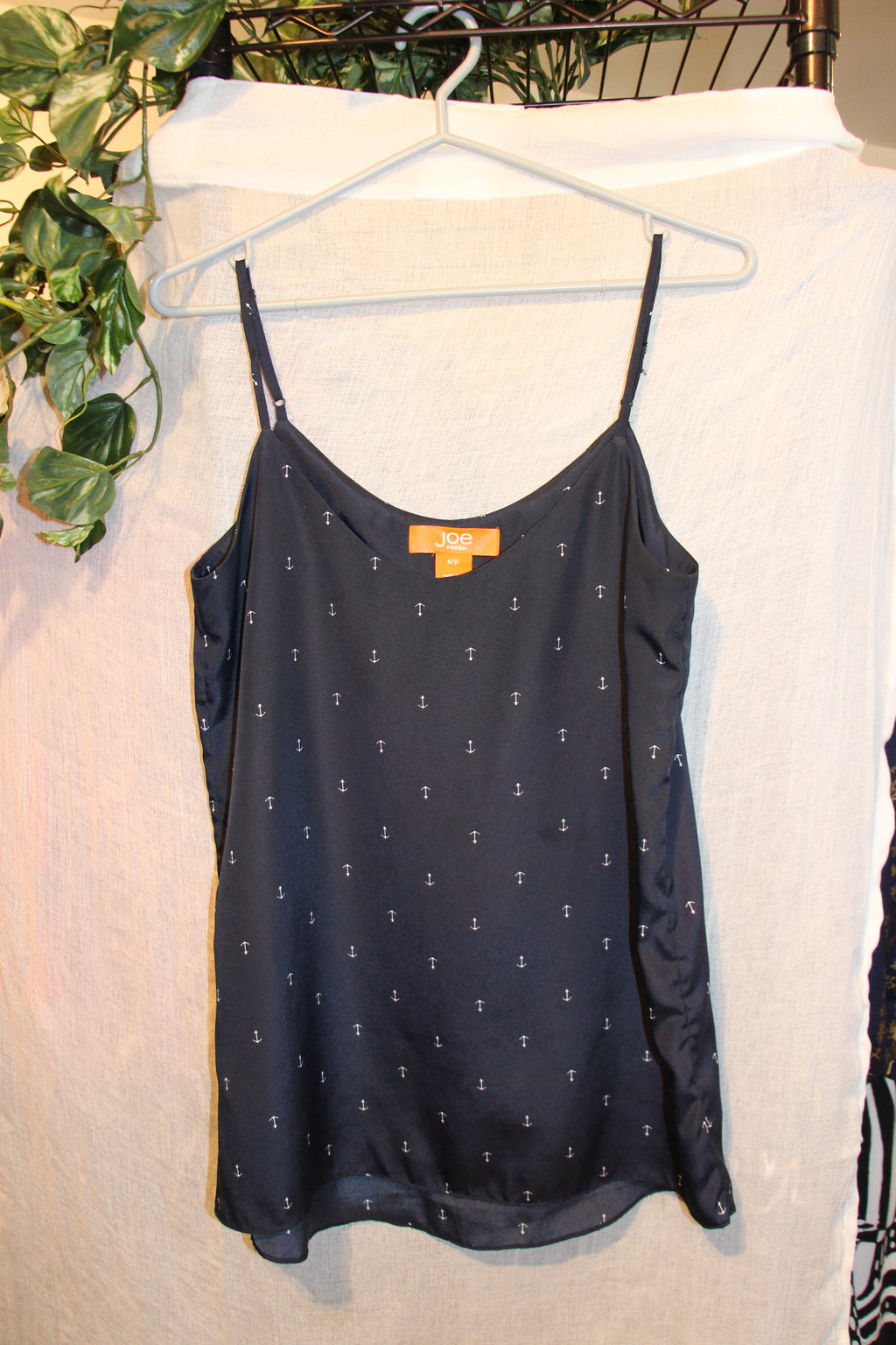 Size S Joe Fresh Navy Blue Spaghetti Strap Camisole With Anchor Print