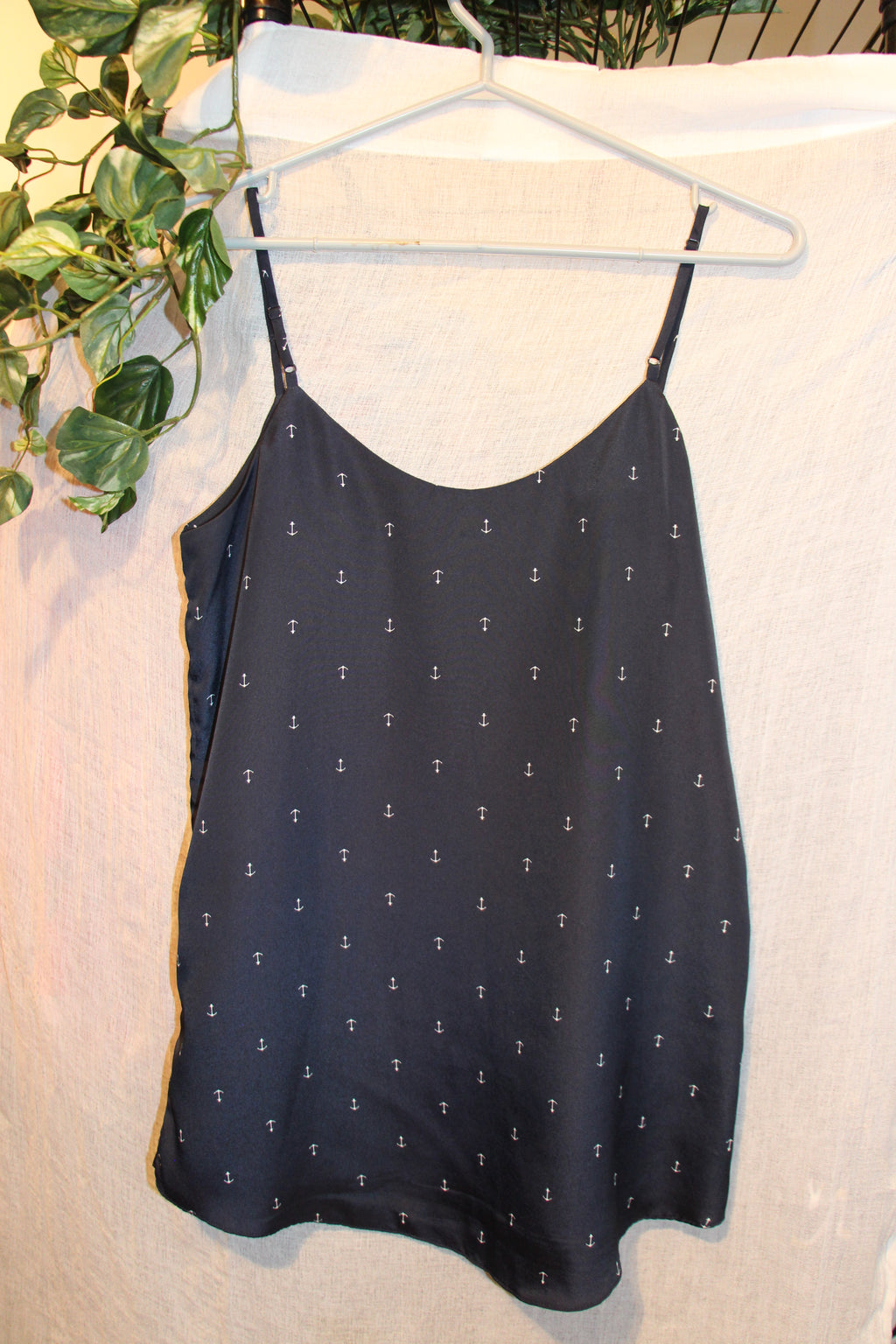 Size S Joe Fresh Navy Blue Spaghetti Strap Camisole With Anchor Print 