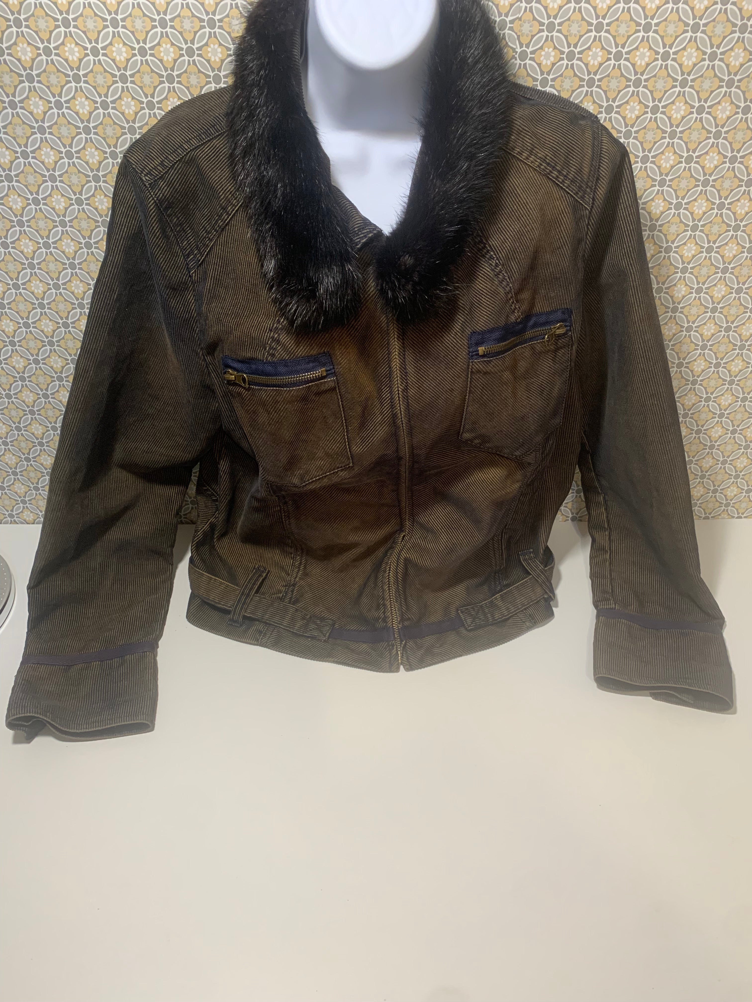 YUK KA CLOTHING CORDUROY FAUX FUR COLLARED JACKET - Consigned with VARDO Vintage & Valuables vvvardo.ca