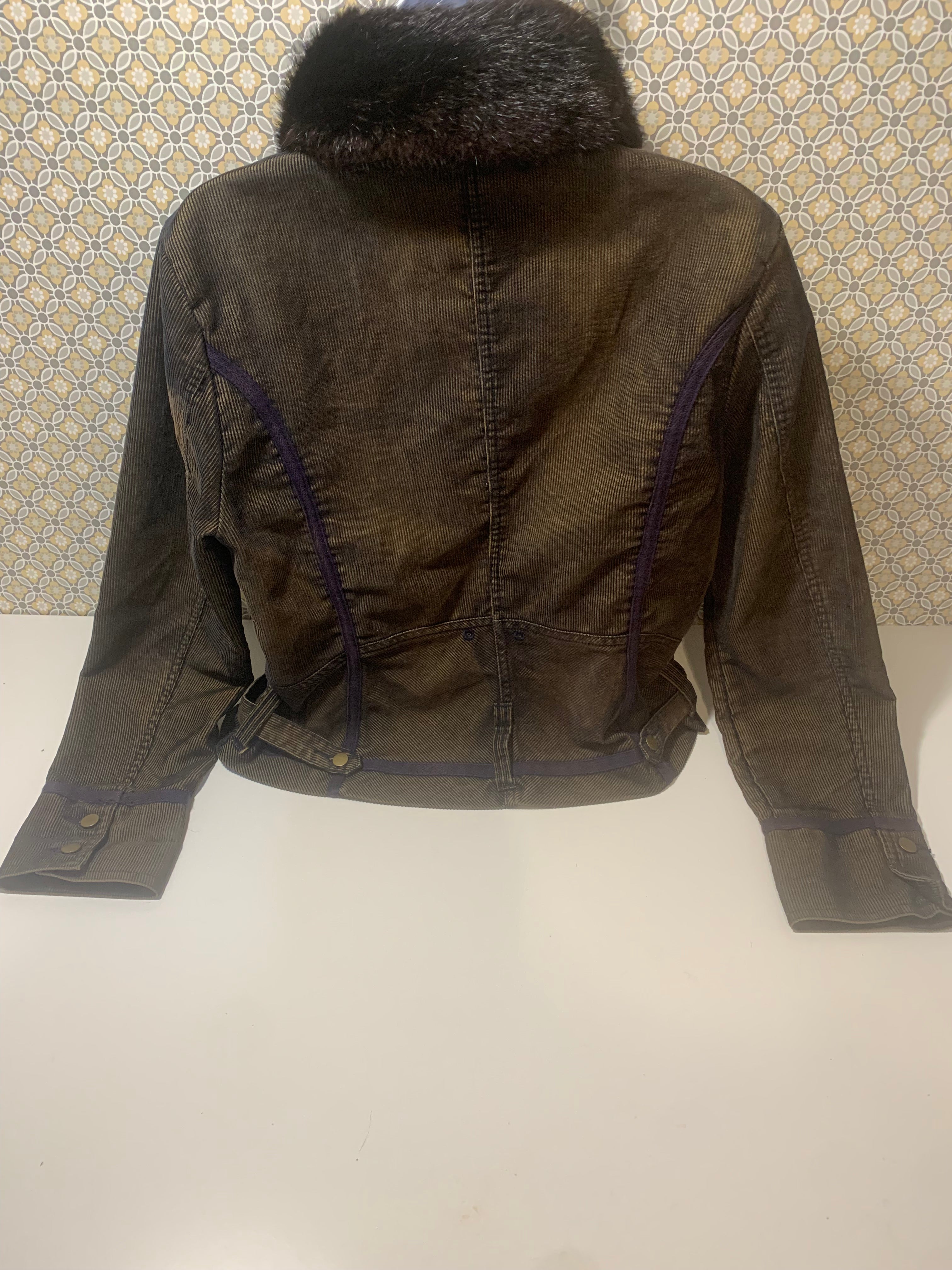 YUK KA CLOTHING CORDUROY FAUX FUR COLLARED JACKET - Consigned with VARDO Vintage & Valuables vvvardo.ca