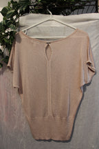 Drop Shoulder Short Sleeve Fine Knit Sweater, Light Rose Gold In Colour By Calvin Klein - Size Small