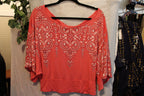 Size L Batwing Boho Pink Crop Top Consignment