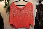 Size L Batwing Boho Pink Crop Top