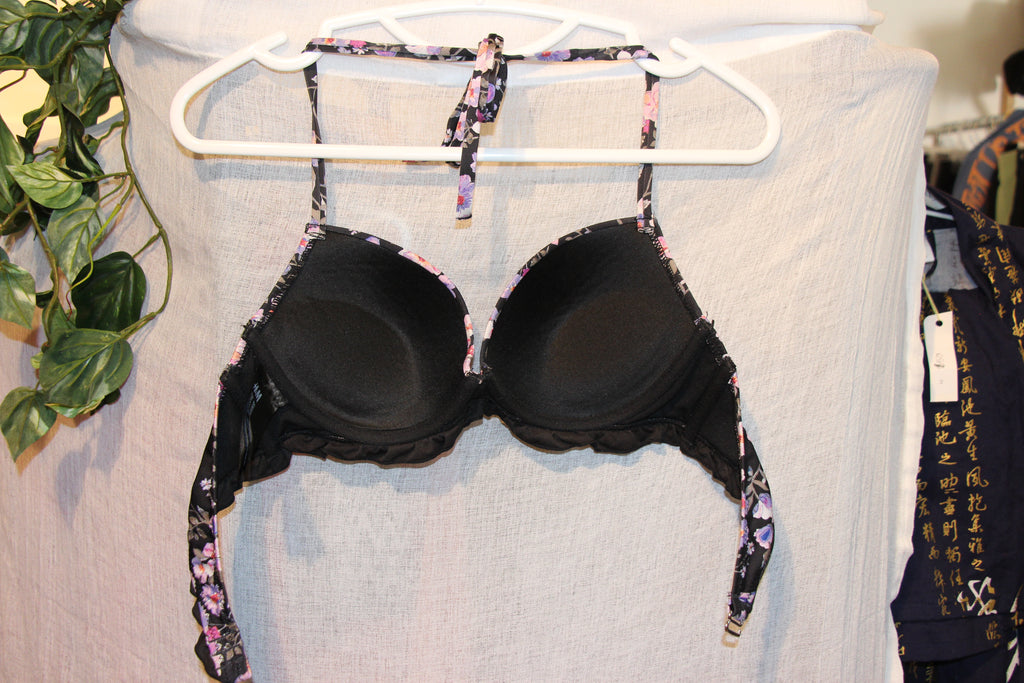 Size 34C H&M Floral Print Ruffle Trim Bikini Top