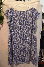 Size M Joli Clothes Vancouver 100% Rayon Blue Floral Ruffled Short Sleeve Dress