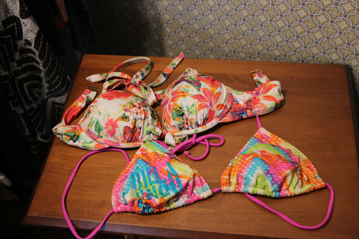 Size 34B H&M Tropical Floral Neck Tie Bikini Top Consignment