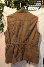 Size M Liquid X Casual Military Style Sleeveless Zip Up Jacket with Drawstring Waist