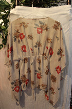 Size L Streetwear Society Floral Short Sleeve Sheer Front Tie Wrap
