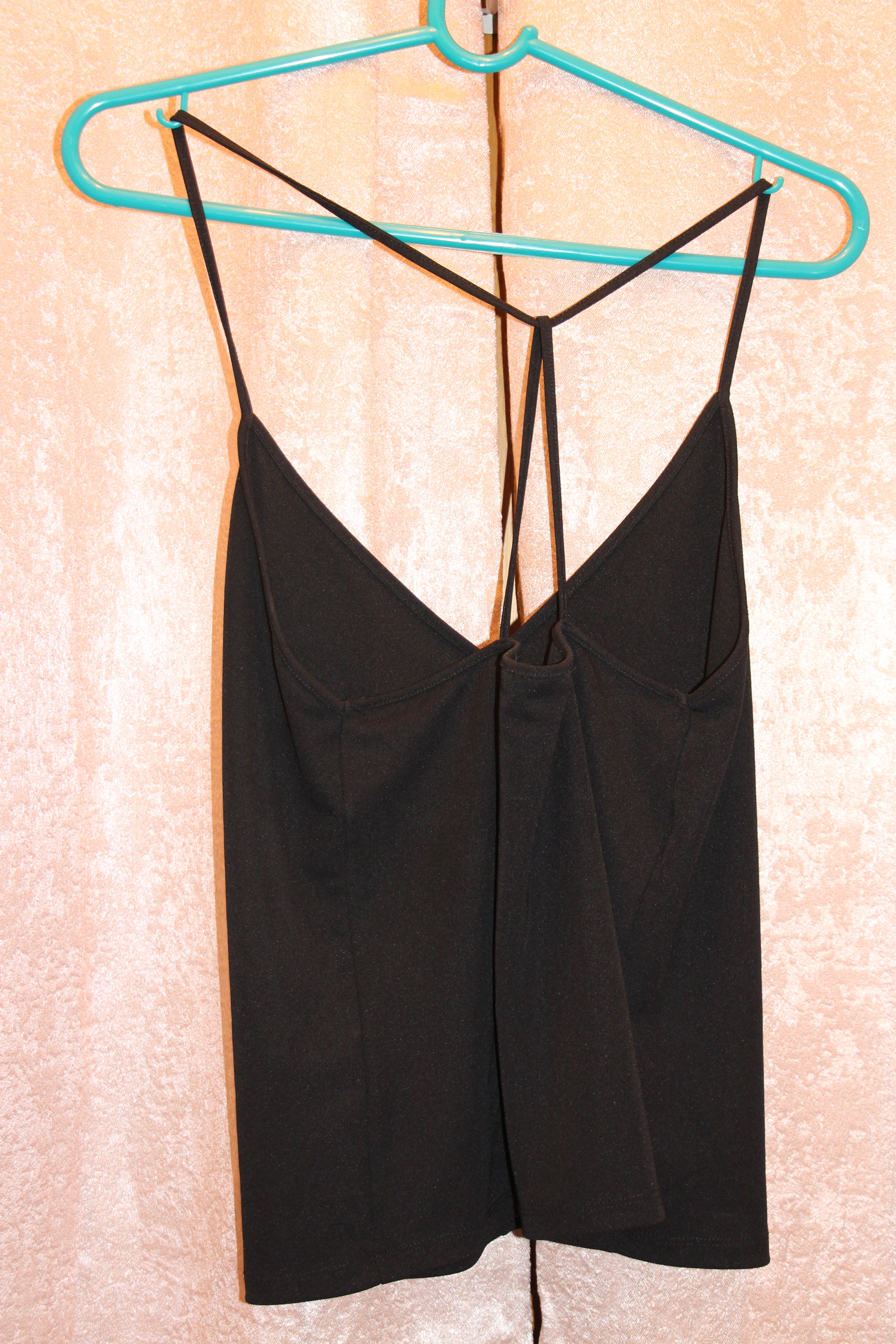 Size S Zara Crossed Spaghetti Strap Black Halter Top
