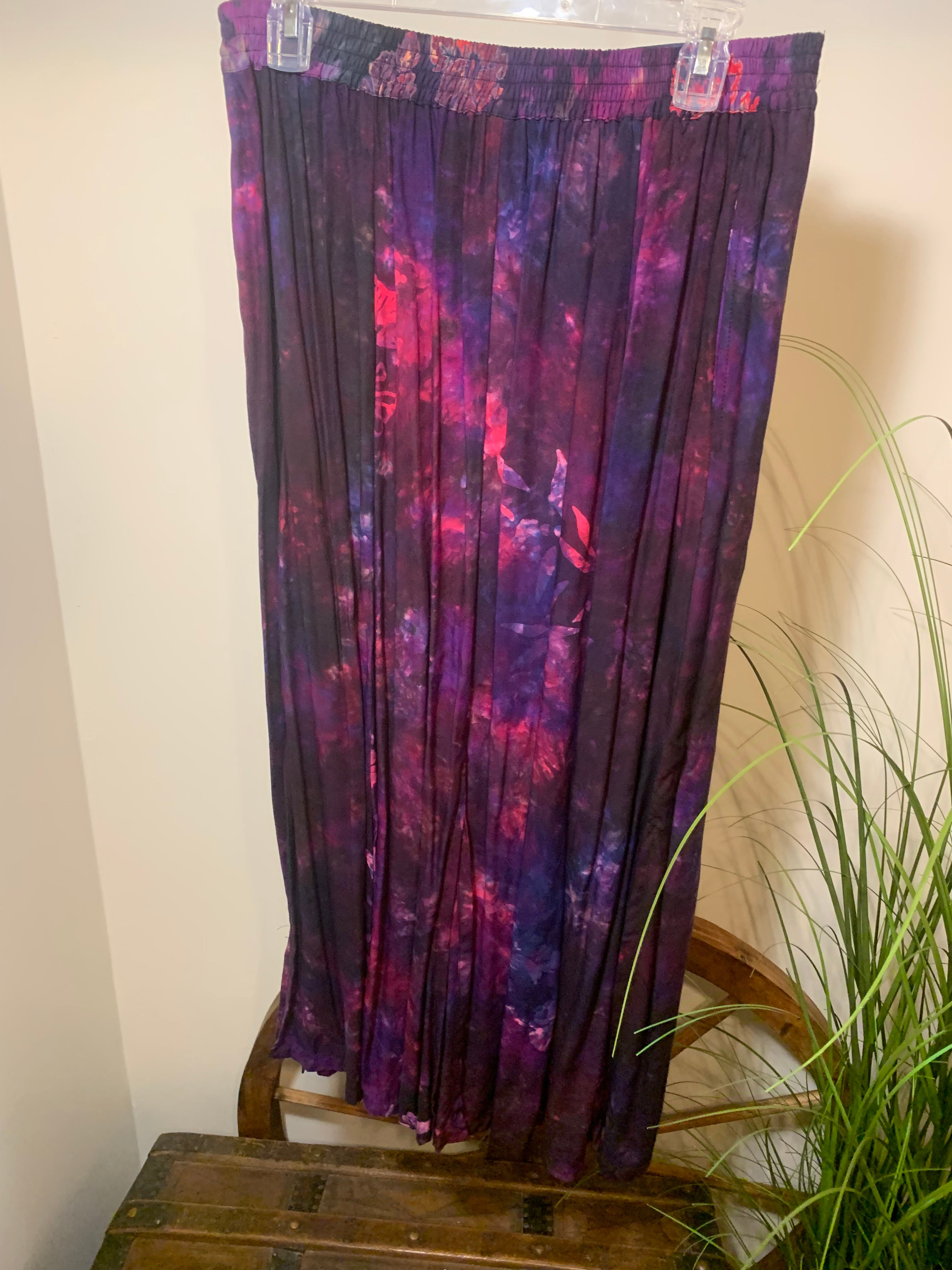 BECKY ARTISTIC PATTERN PLEATED SKIRT & MATCHING BUTTON DOWN SHIRT  - Consigned with VARDO Vintage & Valuables vvvardo.ca