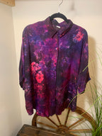 BECKY ARTISTIC PATTERN PLEATED SKIRT & MATCHING BUTTON DOWN SHIRT  - Consigned with VARDO Vintage & Valuables vvvardo.ca