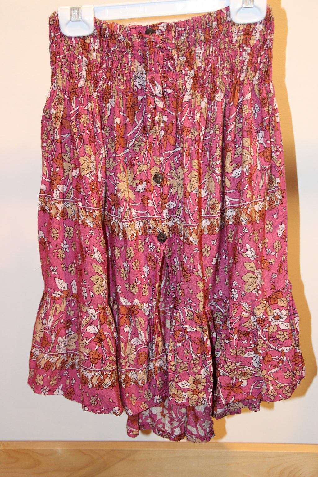 Mystic Rags 100% Rayon Boho Mini Skirt with Faux Button Front Consignment