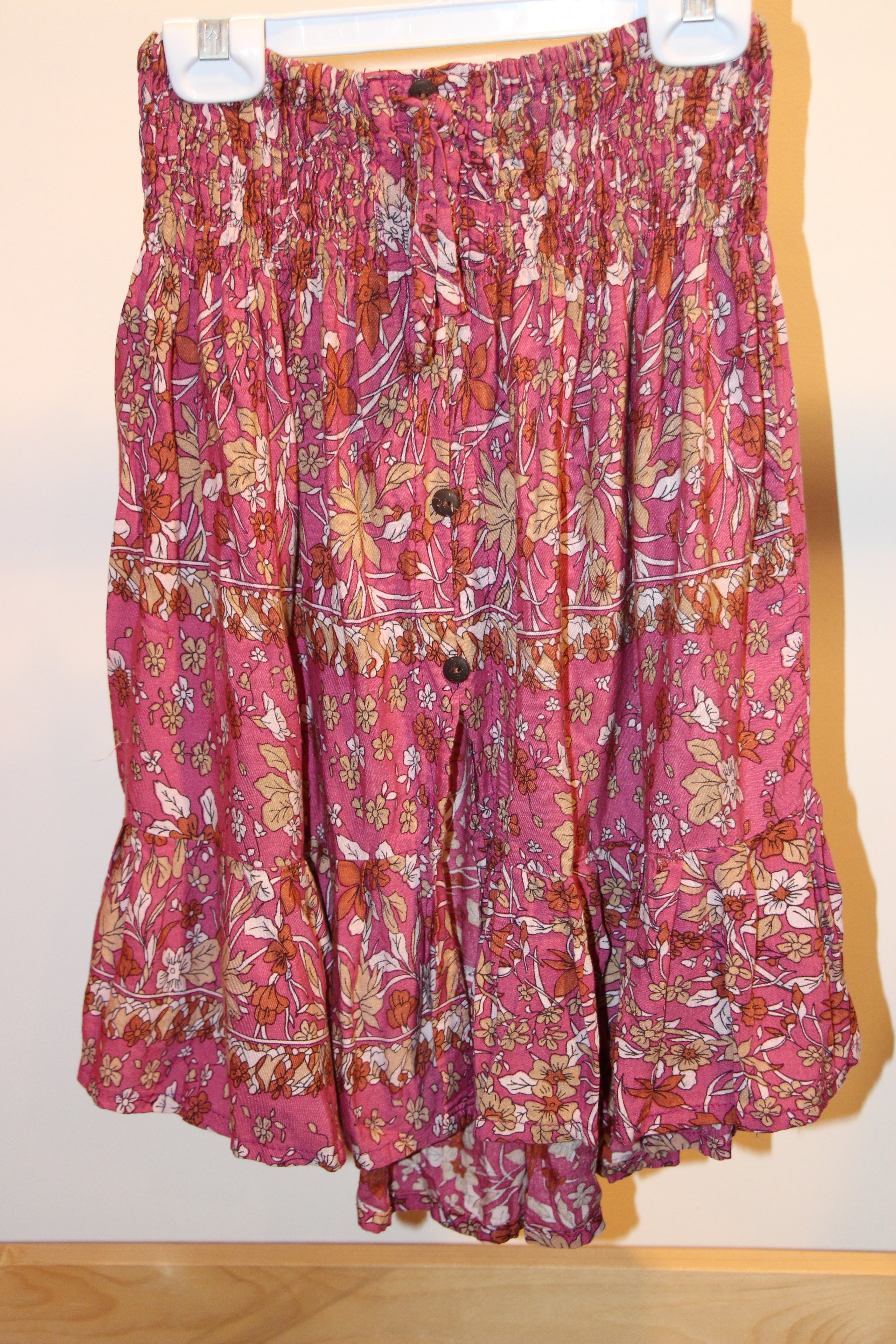 Mystic Rags 100% Rayon Boho Mini Skirt with Faux Button Front Consignment