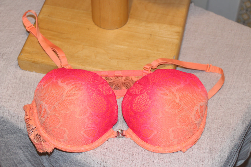Size 34B La Senza Two Tone Orange Lace Front Closure Bra Consignment