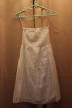 A consignment boutique white sleeveless spaghetti-strap dress with a smocked bodice and gathered skirt, Size S Seduction Fashion White 100% Cotton Strapless Top Mini Dress