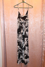 NWT Size S New Eclipse Adjustable Spaghetti Strap Black and White Palm Print Asymmetrical Skirt Hem Dress