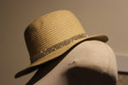 Ardene Beige Straw Hat with White Rhinestone Band Consignment