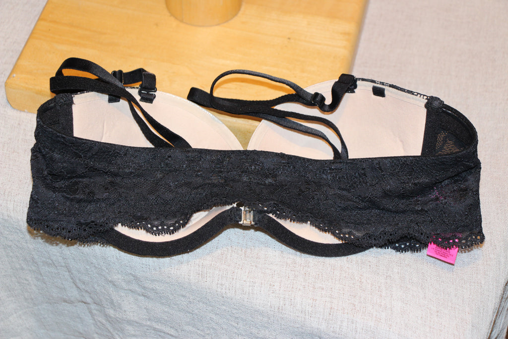 Size 34B Beyond Sexy La Senza Black Lace Bra with Nude Padded Cups and Front Closure