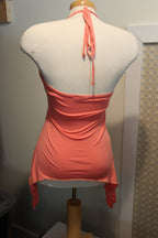 Size M Suzy Shier Neck Tie Fairy Core Coral Low Cut Sleeveless Top