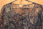 Size M Cleo Petites Long Sleeve Floral Sheer Blouse