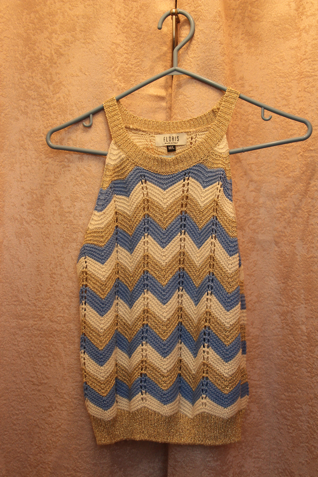 Size M/L Floris Knit Sleeveless Chevron Top Consignment