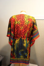 Ace Fashion Multicolor Multipattern Tunic with Gold Flecks Around Collar consignment