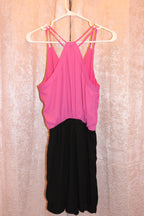 Size M Suzy Shier Pink and Black Spaghetti Strap Romper