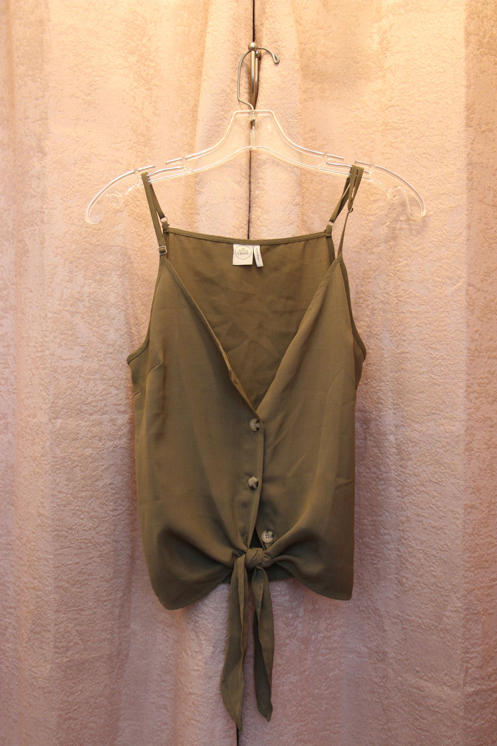 Size S Paper Crane Button Up Sleeveless Blouse with Adjustable Spaghetti Straps Consignment