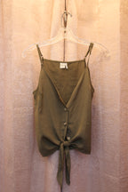 Size S Paper Crane Button Up Sleeveless Blouse with Adjustable Spaghetti Straps Consignment
