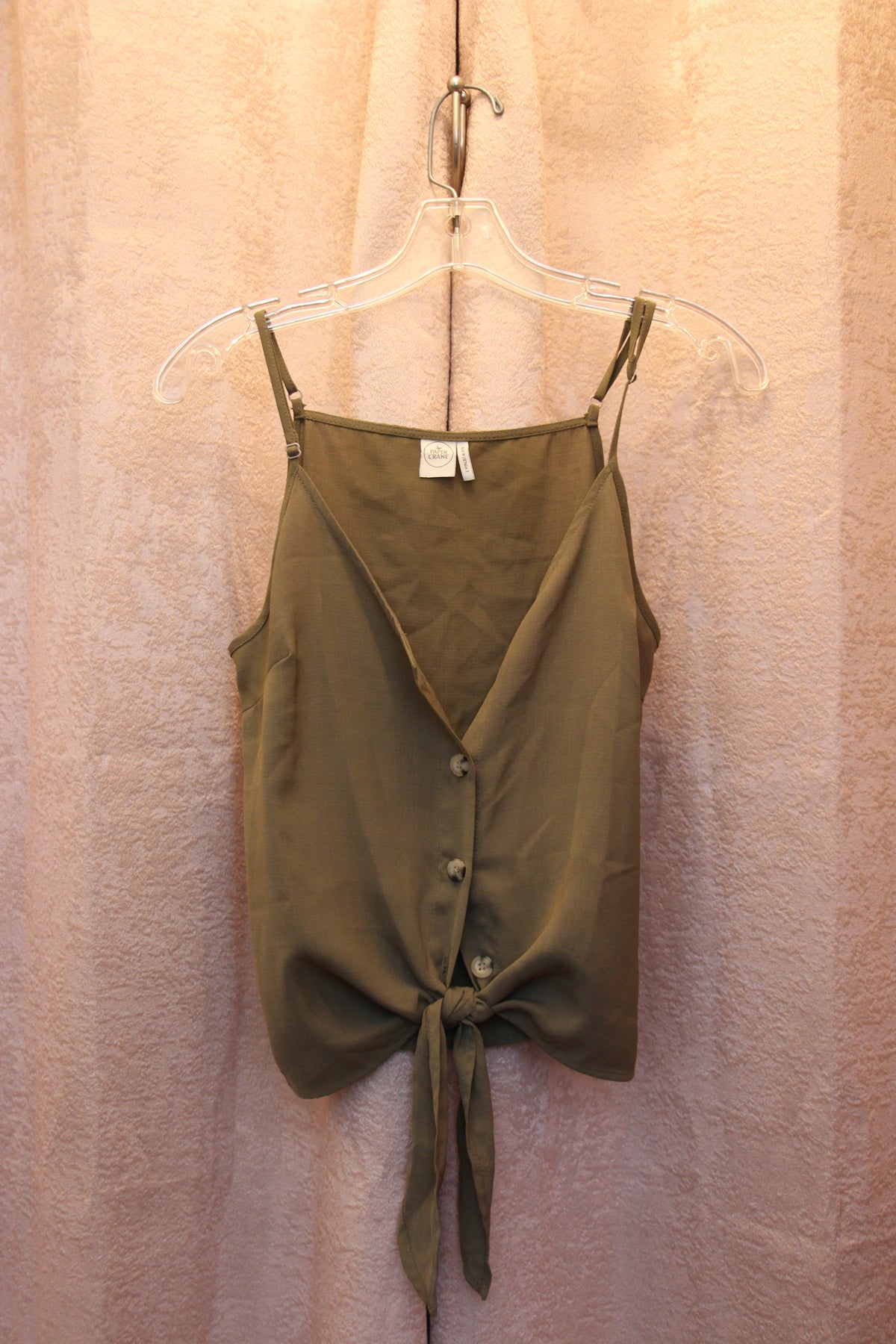 Size S Paper Crane Button Up Sleeveless Blouse with Adjustable Spaghetti Straps Consignment