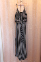 Size XS Monteau Black with White Stripes Adjustable Spaghetti Strap Jumper Consignment