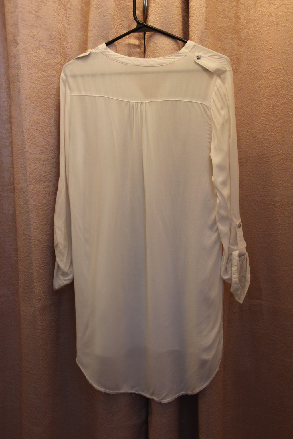 Size 10 Atmosphere 100% Viscose 4 Sleeve Button Strap Henley White Dress