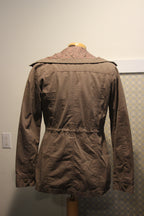 Size XS Suzy Shier Utility Style Cotton Jacket With Lace Collar and Waist Drawstring