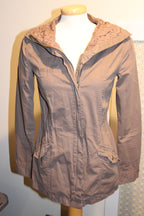 Size XS Suzy Shier Utility Style Cotton Jacket With Lace Collar and Waist Drawstring Vardo Vintage and Valuables Consignment 